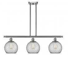  516-3I-SN-G122-8CBK - Farmhouse Chicken Wire - 3 Light - 36 inch - Brushed Satin Nickel - Cord hung - Island Light