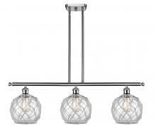  516-3I-SN-G122-8RW - Farmhouse Rope - 3 Light - 36 inch - Brushed Satin Nickel - Cord hung - Island Light