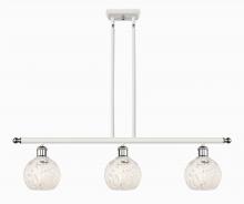  516-3I-WPC-G1216-6WM - White Mouchette - 3 Light - 36 inch - White Polished Chrome - Stem Hung - Island Light