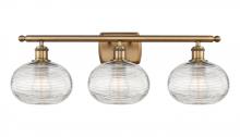  516-3W-BB-G555-8CL - Ithaca - 3 Light - 28 inch - Brushed Brass - Bath Vanity Light