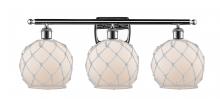  516-3W-PC-G121-8RW - Farmhouse Rope - 3 Light - 28 inch - Polished Chrome - Bath Vanity Light