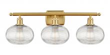  516-3W-SG-G555-8CL - Ithaca - 3 Light - 28 inch - Satin Gold - Bath Vanity Light