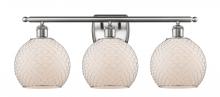  516-3W-SN-G121-8CSN - Farmhouse Chicken Wire - 3 Light - 28 inch - Brushed Satin Nickel - Bath Vanity Light