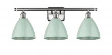  516-3W-SN-MBD-75-SF - Plymouth - 3 Light - 28 inch - Brushed Satin Nickel - Bath Vanity Light