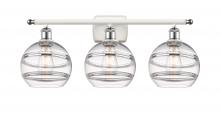  516-3W-WPC-G556-8CL - Rochester - 3 Light - 28 inch - White Polished Chrome - Bath Vanity Light