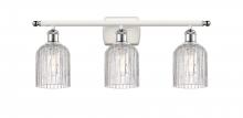  516-3W-WPC-G559-5CL - Bridal Veil - 3 Light - 25 inch - White Polished Chrome - Bath Vanity Light