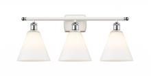  516-3W-WPC-GBC-81 - Berkshire - 3 Light - 28 inch - White Polished Chrome - Bath Vanity Light