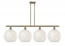  516-4I-AB-G1216-12WM - White Mouchette - 4 Light - 50 inch - Antique Brass - Stem Hung - Island Light