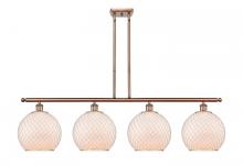  516-4I-AC-G121-10CSN - Farmhouse Chicken Wire - 4 Light - 48 inch - Antique Copper - Cord hung - Island Light