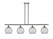  516-4I-SN-G122-8CBK - Farmhouse Chicken Wire - 4 Light - 48 inch - Brushed Satin Nickel - Cord hung - Island Light