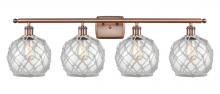  516-4W-AC-G122-8RW - Farmhouse Rope - 4 Light - 38 inch - Antique Copper - Bath Vanity Light