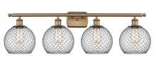  516-4W-BB-G122-8CBK - Farmhouse Chicken Wire - 4 Light - 38 inch - Brushed Brass - Bath Vanity Light