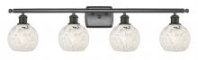  516-4W-OB-G1216-6WM - White Mouchette - 4 Light - 36 inch - Oil Rubbed Bronze - Bath Vanity Light