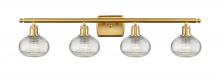  516-4W-SG-G555-6CL - Ithaca - 4 Light - 36 inch - Satin Gold - Bath Vanity Light