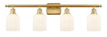  516-4W-SG-G559-5GWH - Bridal Veil - 4 Light - 35 inch - Satin Gold - Bath Vanity Light