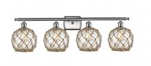  516-4W-SN-G122-8RB - Farmhouse Rope - 4 Light - 38 inch - Brushed Satin Nickel - Bath Vanity Light