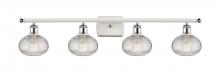  516-4W-WPC-G555-6CL - Ithaca - 4 Light - 36 inch - White Polished Chrome - Bath Vanity Light