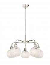  516-5CR-PN-G1216-6WM - White Mouchette - 5 Light - 24 inch - Polished Nickel - Chandelier