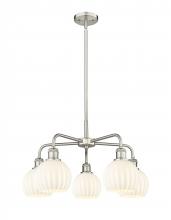  516-5CR-SN-G1217-6WV - White Venetian - 5 Light - 24 inch - Satin Nickel - Chandelier