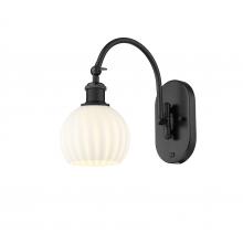  518-1W-BK-G1217-6WV - White Venetian - 1 Light - 6 inch - Matte Black - Sconce