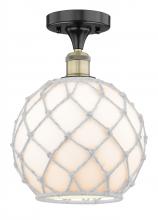  616-1F-BAB-G121-10RW - Farmhouse Rope - 1 Light - 10 inch - Black Antique Brass - Semi-Flush Mount