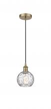  616-1P-AB-G1215-6 - Athens Water Glass - 1 Light - 6 inch - Antique Brass - Cord hung - Mini Pendant