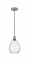  616-1P-AC-G372 - Waverly - 1 Light - 8 inch - Antique Copper - Cord hung - Mini Pendant