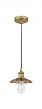  616-1P-BB-M17-BB - Scallop - 1 Light - 8 inch - Brushed Brass - Cord Hung - Mini Pendant