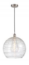  616-1P-SN-G1213-14 - Athens Deco Swirl - 1 Light - 14 inch - Brushed Satin Nickel - Cord hung - Pendant