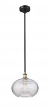  616-1S-BAB-G555-12CL - Ithaca - 1 Light - 12 inch - Black Antique Brass - Cord hung - Mini Pendant