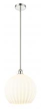  616-1S-PN-G1217-14WV - White Venetian - 1 Light - 14 inch - Polished Nickel - Stem Hung - Pendant