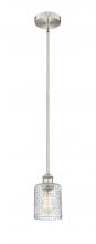  616-1S-SN-G112C-5CL - Cobbleskill - 1 Light - 5 inch - Brushed Satin Nickel - Cord hung - Mini Pendant