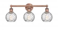  616-3W-AC-G1215-6 - Athens Water Glass - 3 Light - 24 inch - Antique Copper - Bath Vanity Light