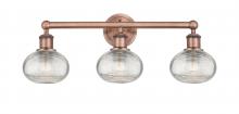  616-3W-AC-G555-6CL - Ithaca - 3 Light - 24 inch - Antique Copper - Bath Vanity Light