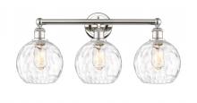  616-3W-PN-G1215-8 - Athens Water Glass - 3 Light - 26 inch - Polished Nickel - Bath Vanity Light