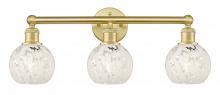  616-3W-SG-G1216-6WM - White Mouchette - 3 Light - 24 inch - Satin Gold - Bath Vanity Light