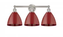  616-3W-SN-MBD-75-RD - Plymouth - 3 Light - 26 inch - Brushed Satin Nickel - Bath Vanity Light