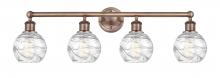  616-4W-AC-G1213-6 - Athens Deco Swirl - 4 Light - 33 inch - Antique Copper - Bath Vanity Light