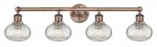  616-4W-AC-G555-6CL - Ithaca - 4 Light - 33 inch - Antique Copper - Bath Vanity Light