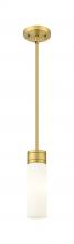  617-1S-BB-G617-8WH - Boreas - 1 Light - 3 inch - Brushed Brass - Stem Hung - Mini Pendant