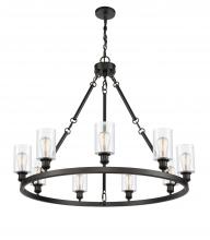  840-BK-G802 - Clymer - 9 Light - 40 inch - Matte Black - Chain Hung - Chandelier