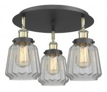  916-3C-BAB-G142 - Chatham - 3 Light - 19 inch - Black Antique Brass - Flush Mount