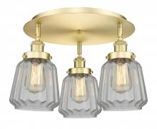  916-3C-SG-G142 - Chatham - 3 Light - 19 inch - Satin Gold - Flush Mount