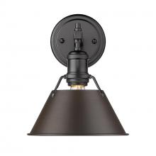 Golden 3306-BA1 BLK-RBZ - Orwell 1-Light Bath Vanity in Matte Black with Rubbed Bronze