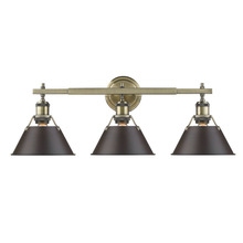 Golden 3306-BA3 AB-RBZ - Orwell 3-Light Vanity Light in Aged Brass with Rubbed Bronze