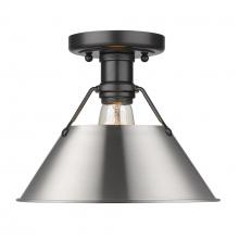 Golden 3306-FM BLK-PW - Orwell 1-Light Flush Mount in Matte Black with Pewter