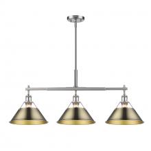 Golden 3306-LP PW-AB - Orwell 3-Light Linear Pendant in Pewter with Aged Brass