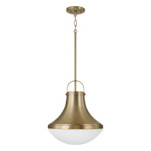 Capital 361411AD - 14" W x 15.75" H 1-Light Teardrop Pendant in Aged Brass with Soft White Glass