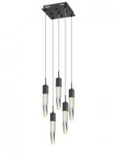  HF1900-5-AP-BK-C - The Original Aspen Collection Chrome 5 Light Pendant Fixture with Clear Crystal