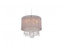  HF1501-TP - Beverly Dr. Collection Round Taupe Silk String Shade and Crystal Dual Mount